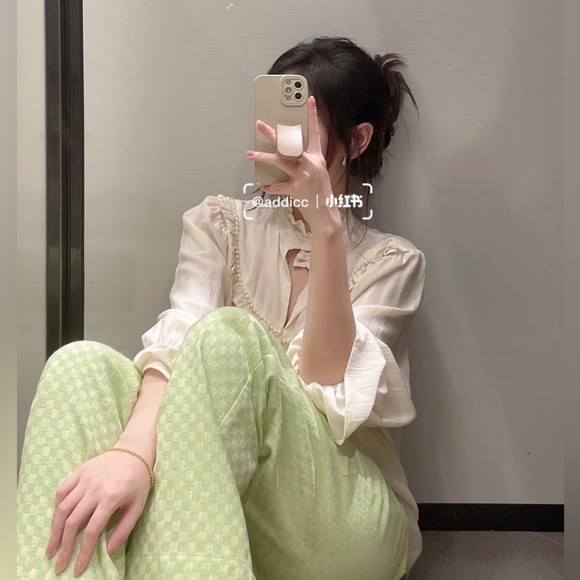 NWT ZARA GINGHAM STRAIGHT LEG PANTS SIZE XS 2641/678/520 - Picture 7 of 13